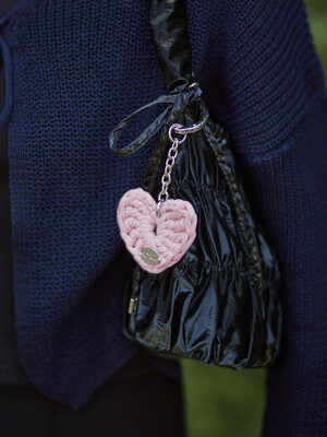 Rope heart AD charm keyring - pink