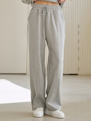 와이드 핀턱 밴딩 팬츠 - 멜란지 그레이 / Wide Pintuck Banding Pants - M. Gray