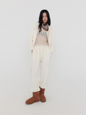 Velour Track Pants _ Cream Ivory