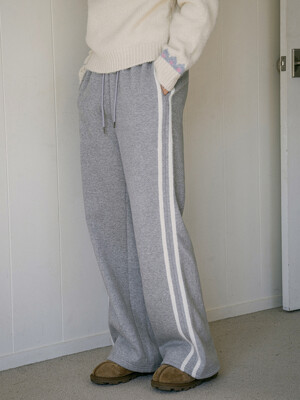 P3220 와이드 트랙 팬츠_Melange gray