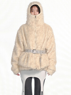 SHEARING BALACLAVA ZIP UP / BEIGE