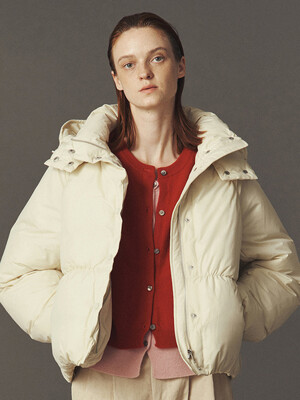 HOODED PUFFER COAT_CREAM