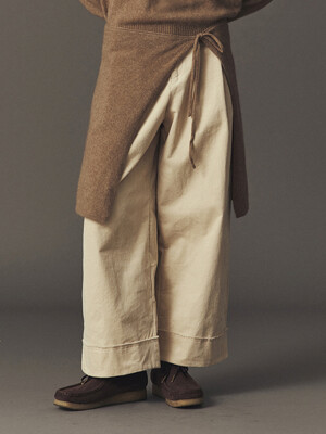 WOOL BLEND KNIT WRAP_BEIGE