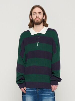 STRIPE COLLAR KNIT (GREEN)