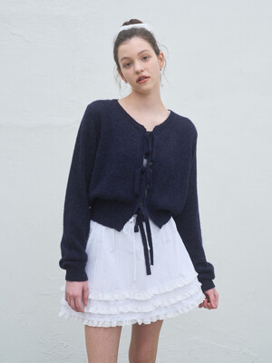 ALPACA BLEND RIBBON CARDIGAN_NAVY