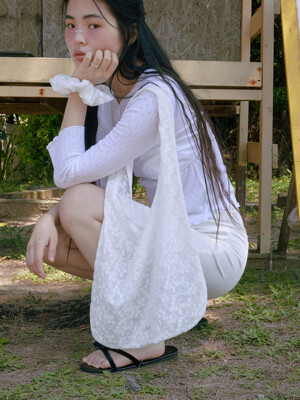 Veil Lace Bag & Scrunch SET _ White