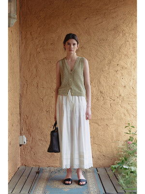 TIERED FULL SKIRT WHITE_UDSK5B231WT