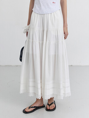 TIERED FULL SKIRT WHITE_UDSK5B231WT