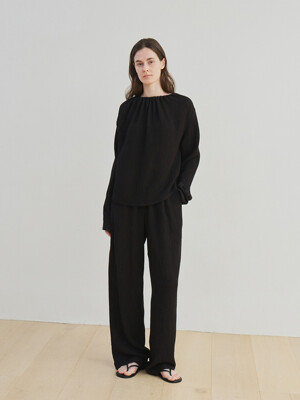 wrinkle banding pants (black)