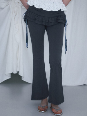 Cancan Layered Boots Cut Pants [Charcoal]