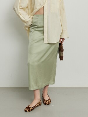 SILKY H LINE SKIRT - OLIVE