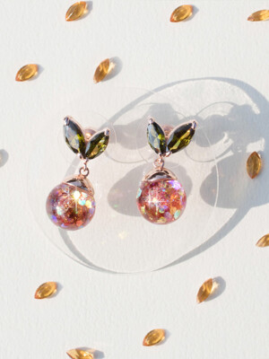 Jeju Tangerine Snowball Earrings