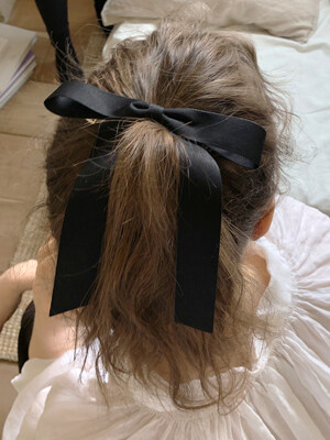 romantic ribbon hair pin (BLACK)