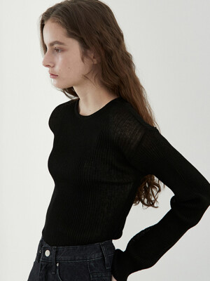 ouie310 linen seethrough knit (black)
