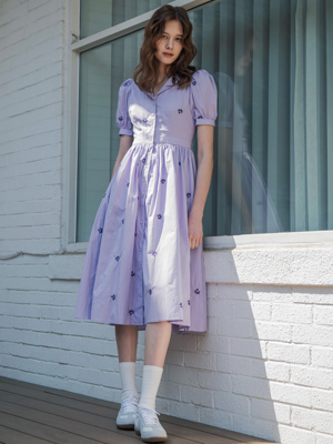 Lilac side pocket wide dress