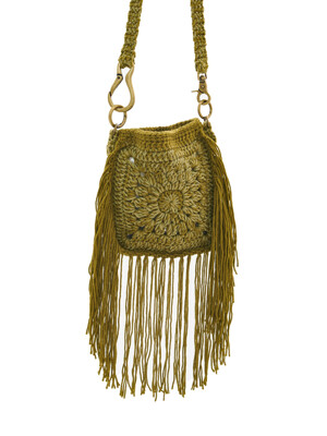 HANDMADE CROCHET FRINGE BAG_[OLIVE]