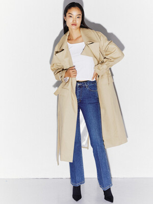 COTTON TWILL TRENCH COAT BEIGE