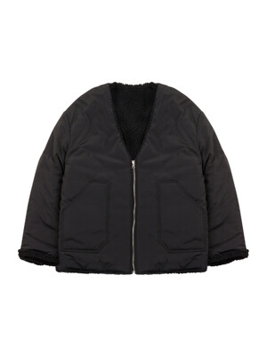 UNISEX Reversible Padded Cardigan Coat (Black)