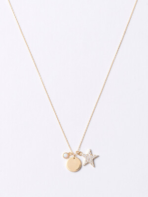 Star Coin Charm Batch Necklace(Opal)