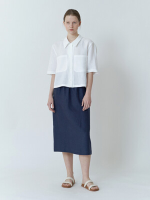 classic linen skirt-navy