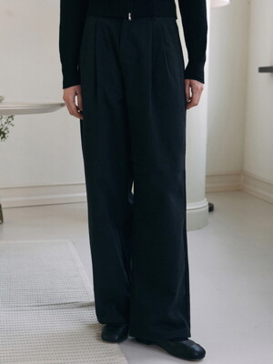 PINTUCK WIDE LONG PANTS_BLACK