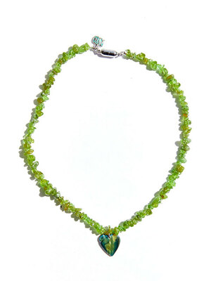 HEART MOTHER OF PEARL PERiDOT NECKLACE #75