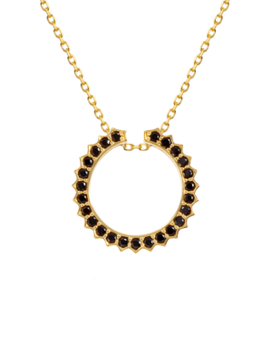 Solar Circle Black Necklace ( S925 )