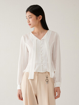 Lace Tie Blouse_white