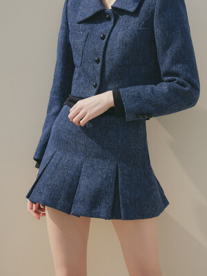 TWEED MINI SKIRTPANTS_NAVY