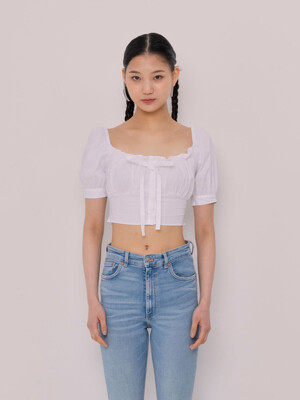 Square crop blouse (white)