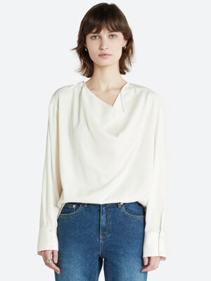 DRAPED OPEN BACK BLOUSE CREME