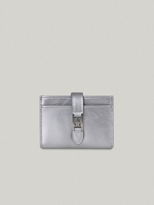 CLASSIC LOGO CARD WALLET IN SILVER