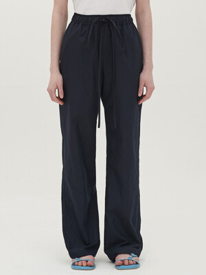 crease cotton string pants_navy