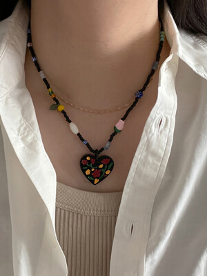 Flower Heart Beads Necklace_NC267