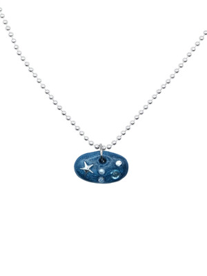 blue stone silver necklace-navy