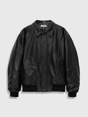 Taxi Bomber Leather Jacket (Black)