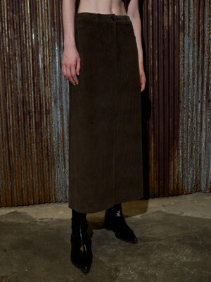 Corduroy Long Skirt D/Brown
