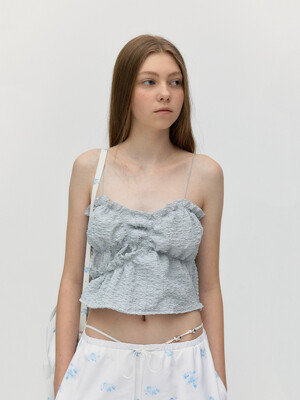 CLOTTY ARIEL BALLOON SLEEVELESS TOP [GREY BLUE]