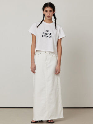 Long Slit Denim Skirt