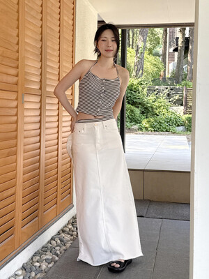Long Slit Denim Skirt