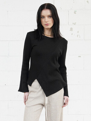 FERMIN unbalanced blouse (BLACK)