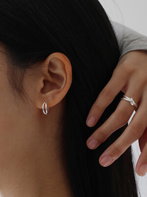 [Silver 925] Double Line One-touch Earrings