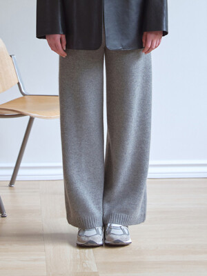 Cashmere 100% Hilda Straight Knit Pants (Smoke Grey)