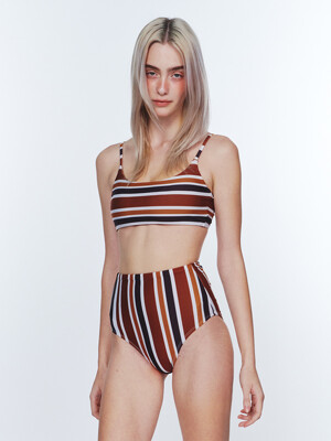 Sunburst Stripe BIKINI Top - Earthy Brown