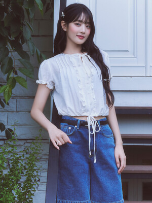 FRILL STRING RIBBON BLOUSE_WHITE