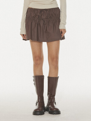 RISA RUFFLE MINI SKIRT - BROWN