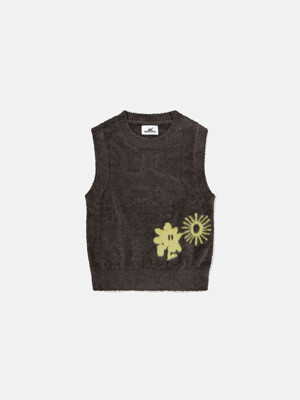 W Cali Shaggy Knit Vest Brown
