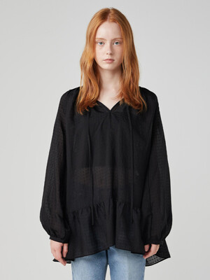 isac ruffle top_black