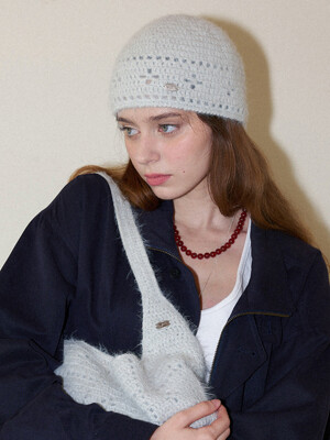 Lily Fur Handmade Crochet Short Beanie _ Gray
