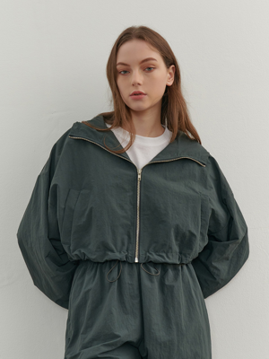 STRING HOOD ZIP-UP KHAKI